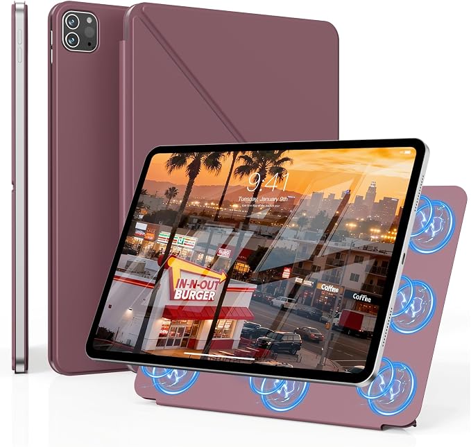 Magnetic Case for iPad Pro 11 Inch 4th/3rd/2nd Gen Black | Magnetic Attachment Support 2nd Gen Pencil Charging Slim &amp Light Folio Stand Case for iPad Pro 11'' 2022/2021/2020