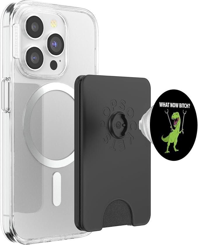 Funny T-Rex Dinosaur What Now Bitch Joke Humor Saying PopSockets PopGrip for MagSafe