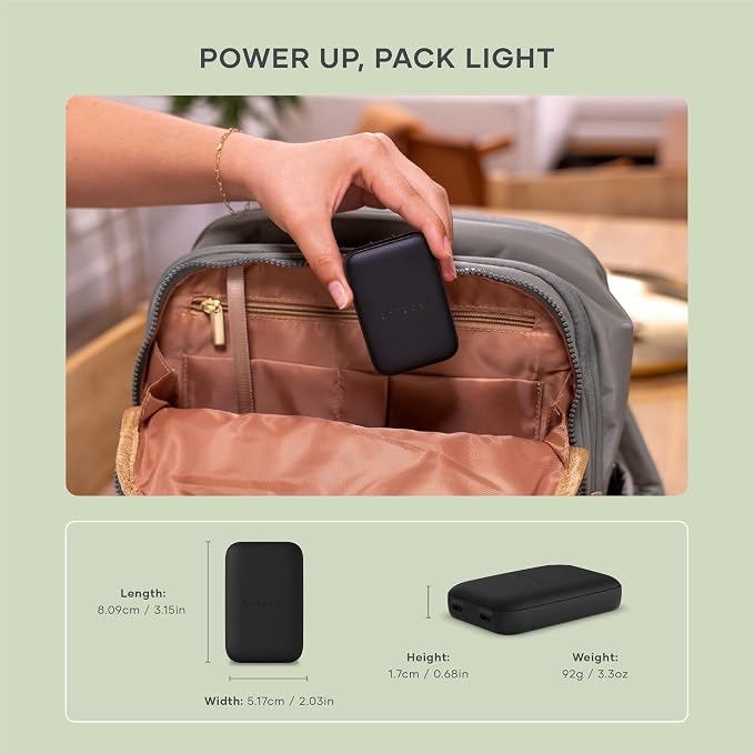 Satechi OntheGo 67W GaN Wall Charger PD 3.0 + PPS Dual USB-C Ports Black | Dual USB-C ports 45W+20W split-charging mode fits MacBook iPad iPhone 17 Galaxy Pixel Steam Deck