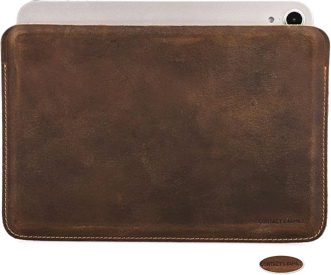 Top Grain Leather 12.9 Tablet Sleeve Slim Protector Vintage Design Fully Handmade Compatible with 12.9 iPad Pro 3/4/5/6 Gen Fits A2233 A2069 A2378 A2379 A2461 A2462 Coffee 12.9 Inch