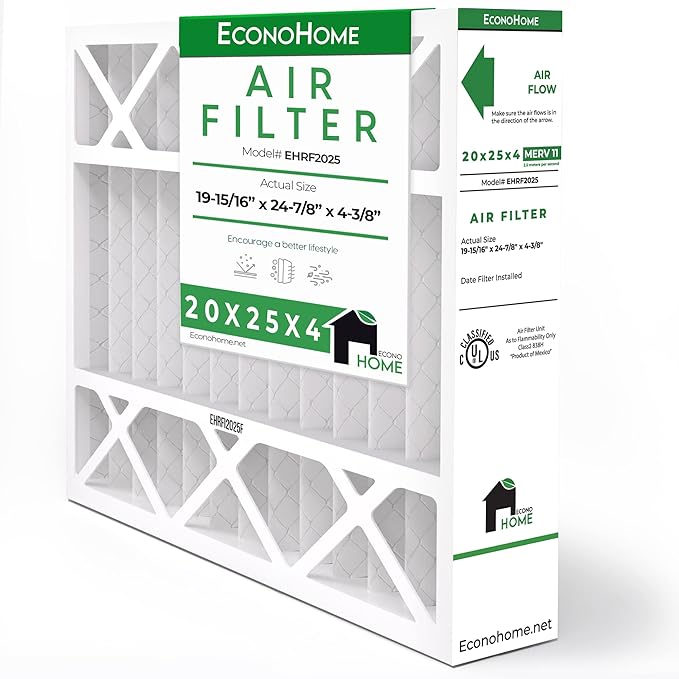 EconoHome 20x25x4 AC Furnace Pleated Air Filter MERV 11 Replacement, 1 Pack