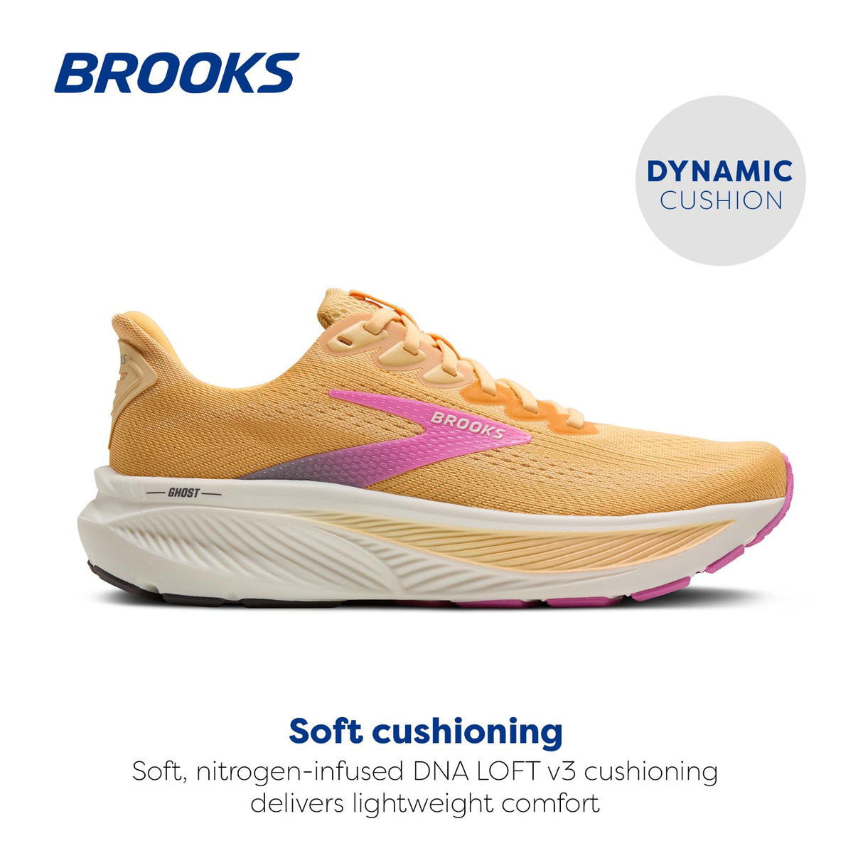 Brooks Women’s Ghost 17 Neutral Running Shoe - Apricot/Grey/Pink - 9.5 Medium