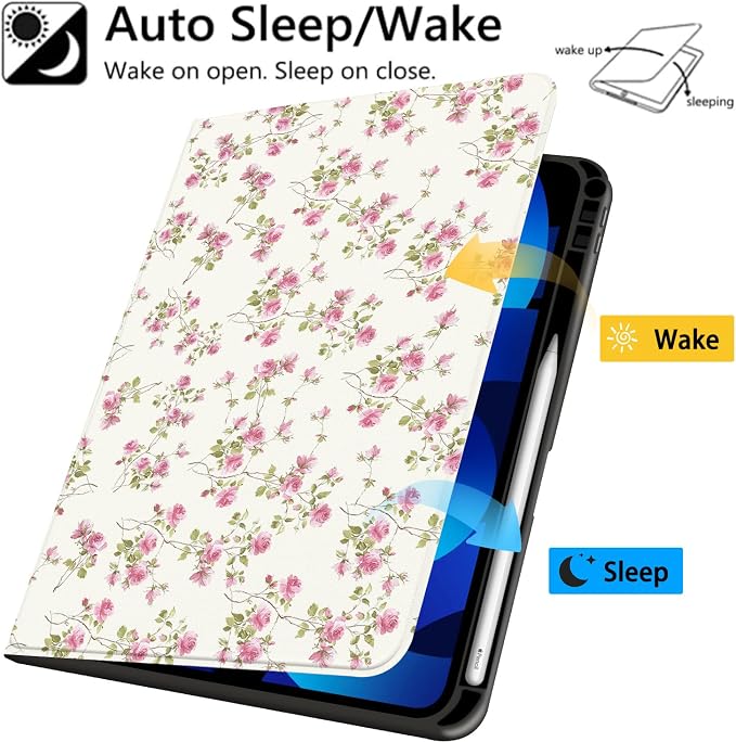 Stylish Case for iPad 9th/8th/7th Generation 10.2 2021/2020/2019Art Pink Starry Sky Textured Folio Case with Pencil Holder Multi-Angle View Adjustable Stand Auto Wake/Sleep Cover for Women