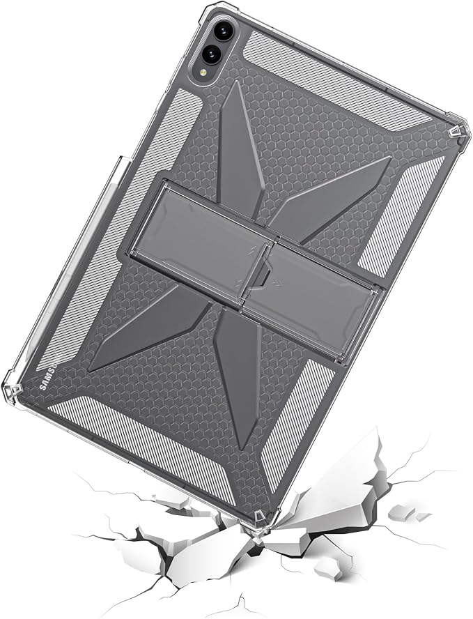 Clear Case for Samsung Galaxy Tab A11 8.7 2025 with Pencil Holder/Kickstand Soft TPU with Reinforced Corners‌ Shockproof Impact Resistant - Clear