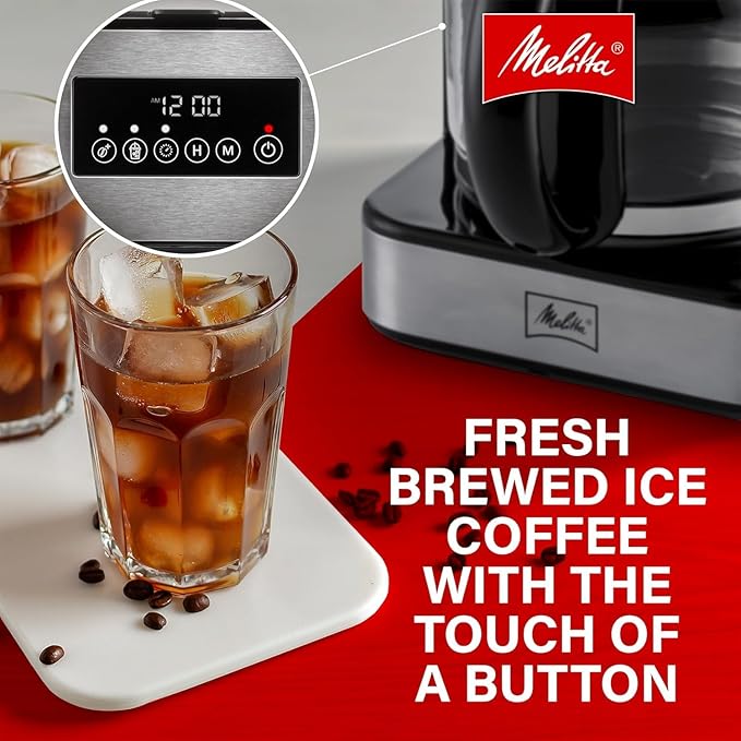 Melitta Aroma Tocco Plus Glass 12-Cup Drip Coffee Maker, Black & Stainless