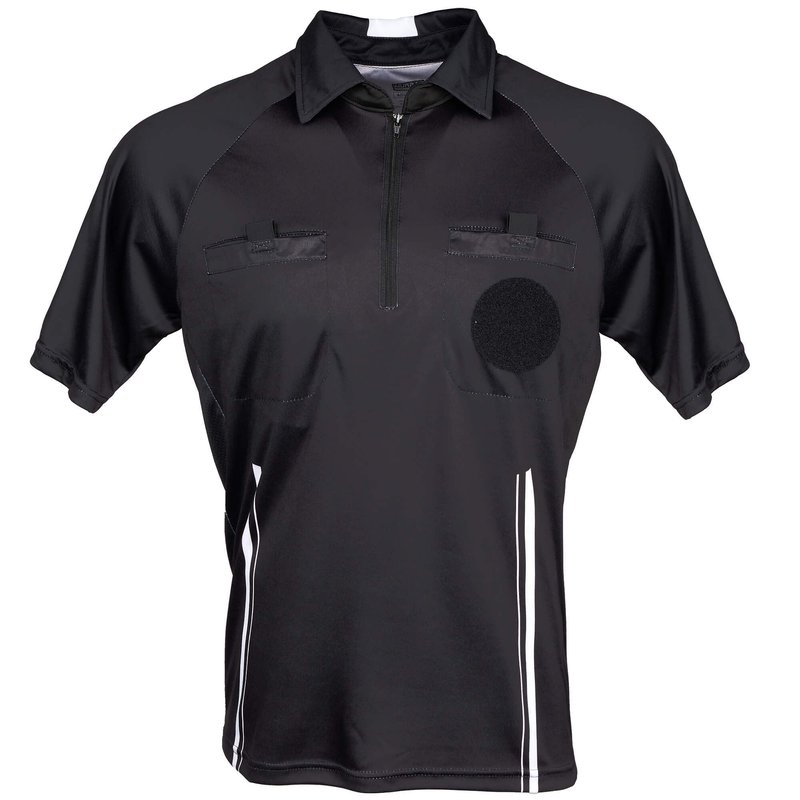 Murray Sporting Goods Pro-Style Soccer Referee Jersey - Short Sleeve | Officials Short Sleeve Soccer Referee Shirt (Black, Small)