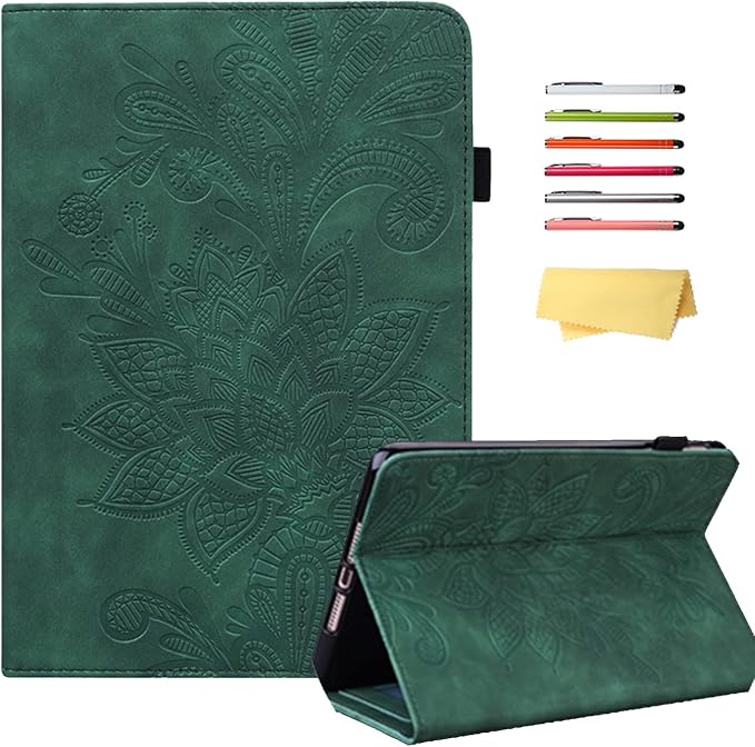 for Kindle Fire HD 8 Tablet (only Fits 10th Generation) &amp Fire HD 8 Plus 8 Case 2020 with Stand/Pencil Holder/Card Pocket/Elastic Band Embossed PU Leather Floral Cover Brown Peacock Flower