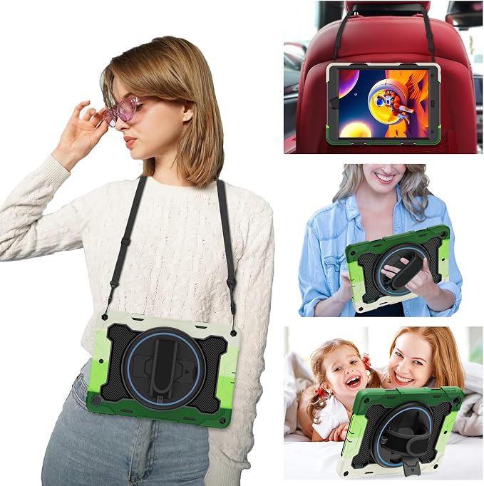for iPad 9th 8th 7th Gen Case 10.2 inch with Screen Protector | 360° Rotating Kickstand Hand Strap Shoulder Strap Heavy Duty Military Grade - Kids Friendly