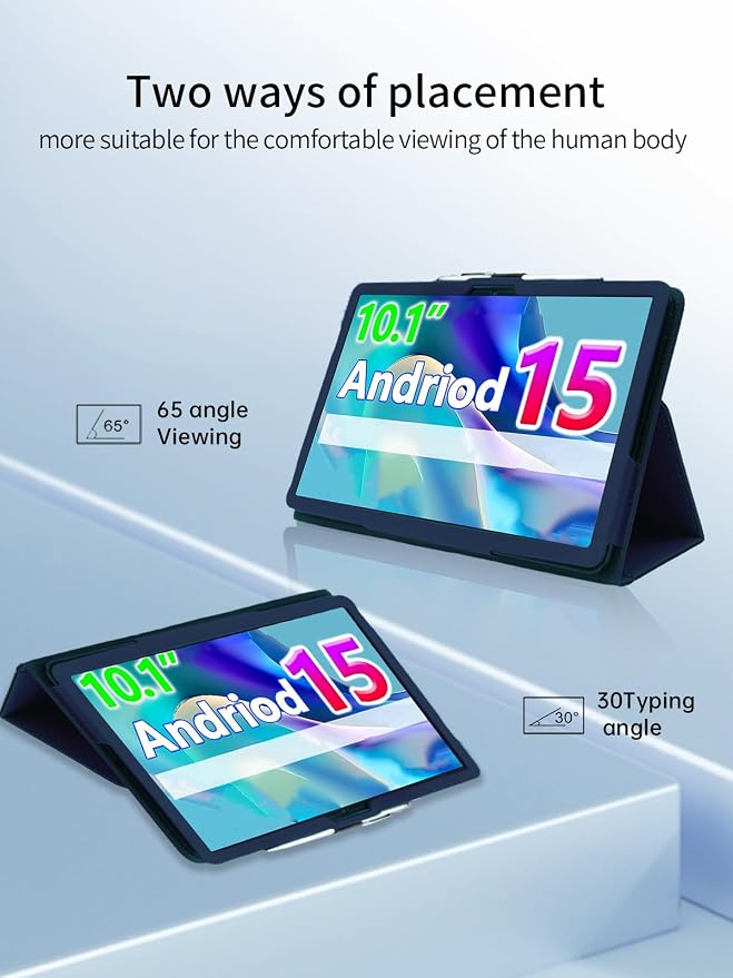 Case for CUPEISI CP31M Tablet 10 inch Android 15 TabletsUYRUREL Leather Slim Folding Stand Cover with Hand Strap Magnet for Men Women Full ProtectionBlack.