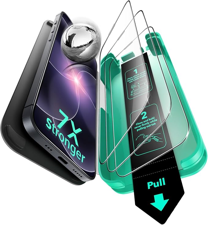 ESR 3 Pack for iPhone 14 Plus/13 Pro Max Screen Protector Armorite | 7X Impact Absorption 9H+ Tempered Glass Easy One-Pull Installation Full-Coverage Protection UltraFit Tray Bubble-Free