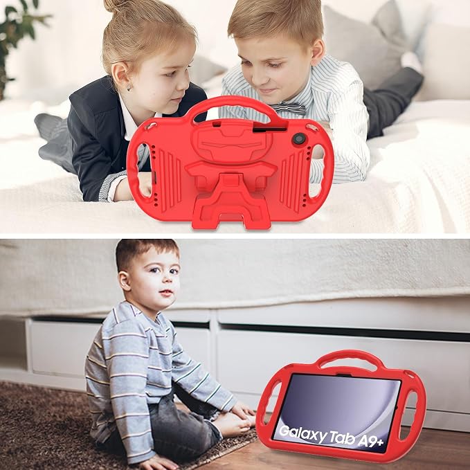 Kids Case for Samsung Galaxy Tab A11+ Plus/A9+ Plus 11 Inch Case with Strap Shockproof Lightweight Handle Stand 2025/2023 Model with Lanyard Black
