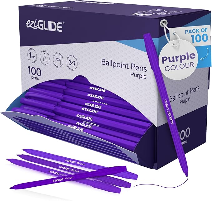 50-Pack Assorted Ballpoint Pens Easy Grip &amp Medium Point (1.0mm) | Precise Writing &amp Ergonomic Grip – Multipack Ball Point Pens Ideal for Home Office Teachers Exams Work &amp Stationary