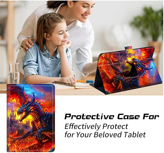 for Walmart Onn 10.1 2024 Onn 10.1 Gen 4 Universal Tablet Case 360 Degree Rotating Kickstand Protective Stand Case with Multiple Viewing PU Leather Shell Case Black Book Cat