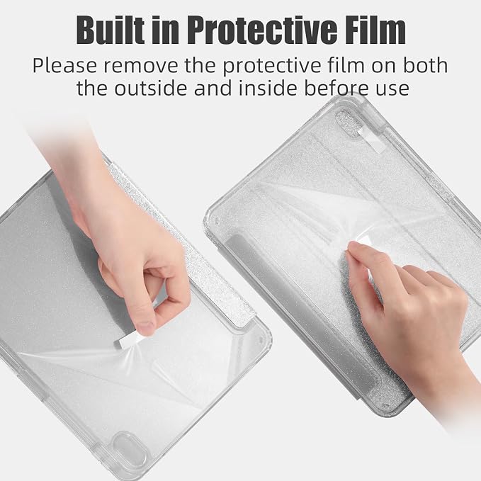 Akkerds for iPad 10th Generation Case 10.9 Inch 2024 - for iPad (A16) 11th Gen Case 11 Inch 2025 with Pencil Holder - Slim Trifold Stand Protective Cover with Crystal Clear Back - Gray