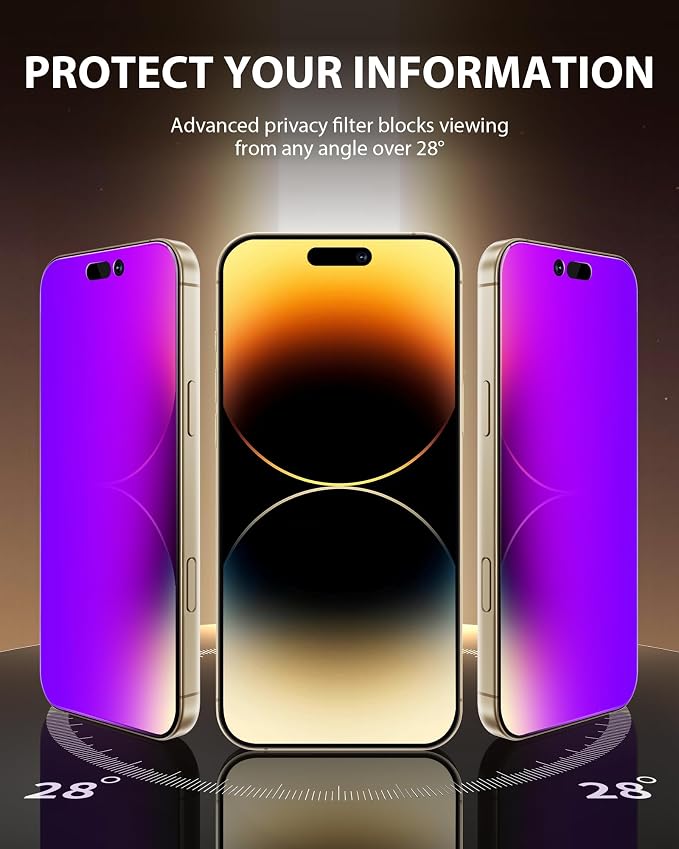 PDDKISS Compatible for iPhone 12/12 Pro Privacy Screen Protector | Pink Gradient Anti Spy Anti Blue Light HD 6.1 Inch Tempered Glass Easy Installation