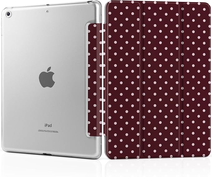 Compatible with iPad 10.2 Inch Case 2021 2020 2019 Smart Lightweight Trifold Stand Hard Plastic Transparent Cover Support Auto Sleep/Wake for iPad 10.2 9th/8th/7th Gen - Bear &amp Cherry