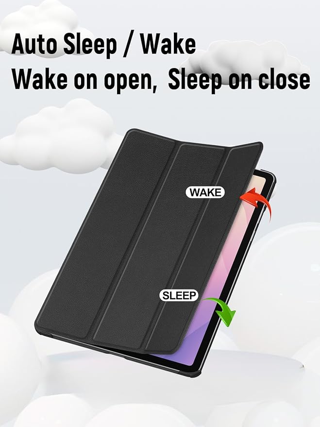 Case for Lenovo Idea Tab Plus 12.1 Inch Tablet 2025 (Black) | Scratch Resistant Leather Texture Cover with Trifold Stand Auto Sleep/Wake
