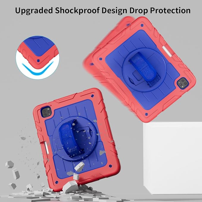 iPad Pro 11 inch Case with Rotating Stand &amp Shoulder Strap Heavy Duty Shockproof Cover with Pencil Holder for iPad Pro 11-inch 4th/3rd/2nd/1st Gen (Black)