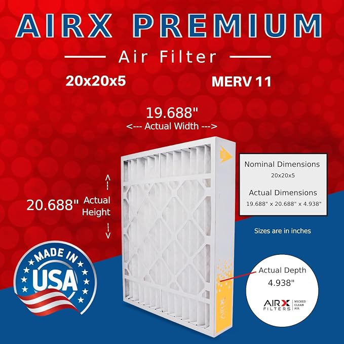 AIRX FILTERS WICKED CLEAN AIR. 20x20x5 Air Filter MERV 11 Compatible