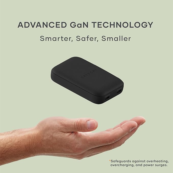 Satechi OntheGo 67W GaN Wall Charger PD 3.0 + PPS Dual USB-C Ports Black | Dual USB-C ports 45W+20W split-charging mode fits MacBook iPad iPhone 17 Galaxy Pixel Steam Deck