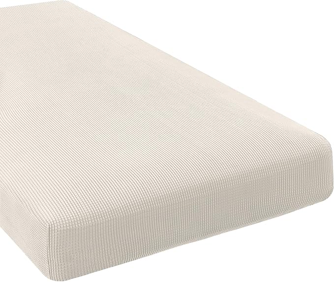 H.VERSAILTEX Super Stretch Individual Chaise Cover Sectional Couch Covers for L Shaped Sofa Both Left/Right Featuring Thick Jacquard Textured Twill Fabric (1 Piece Chaise Cover Large, Cream)