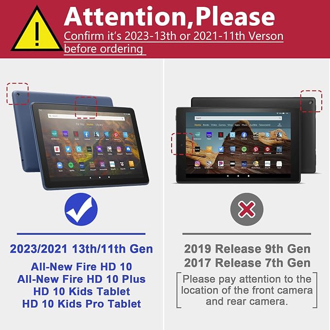 ZoneFoker for 10 Tablet Case (13th/11th Generation 2023/2021 Released) PU Leather Folio Cover with Multi-Angle Stand/Pen Holder Auto Wake/Sleep for 10/10 Plus Black+Black