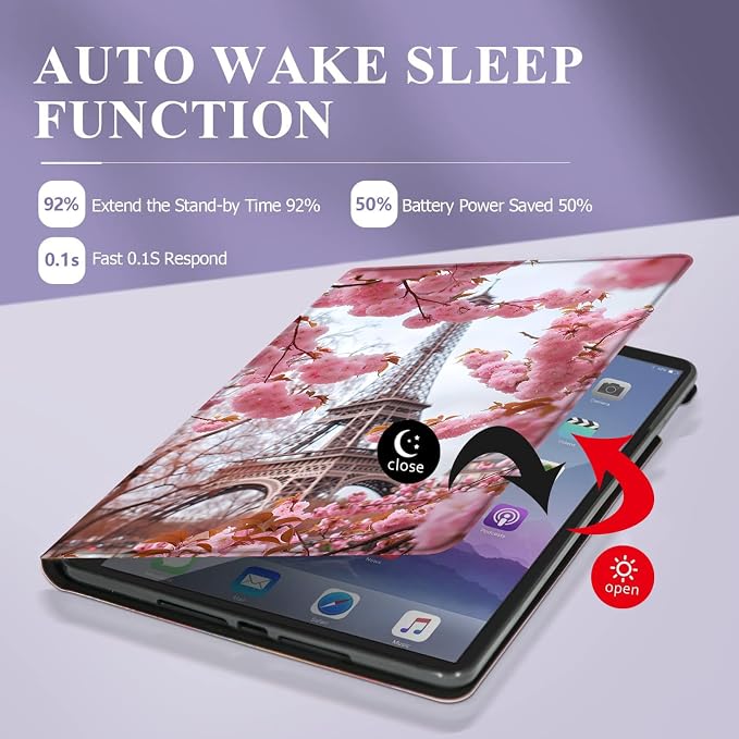 Case for Samsung Galaxy Tab A11 + Plus/A9 + Plus 11 Inch 2025/2023 Ultra-Thin Multi-Angle Protective Cover with Auto Sleep/Wake Black Cat and the Blue Flower