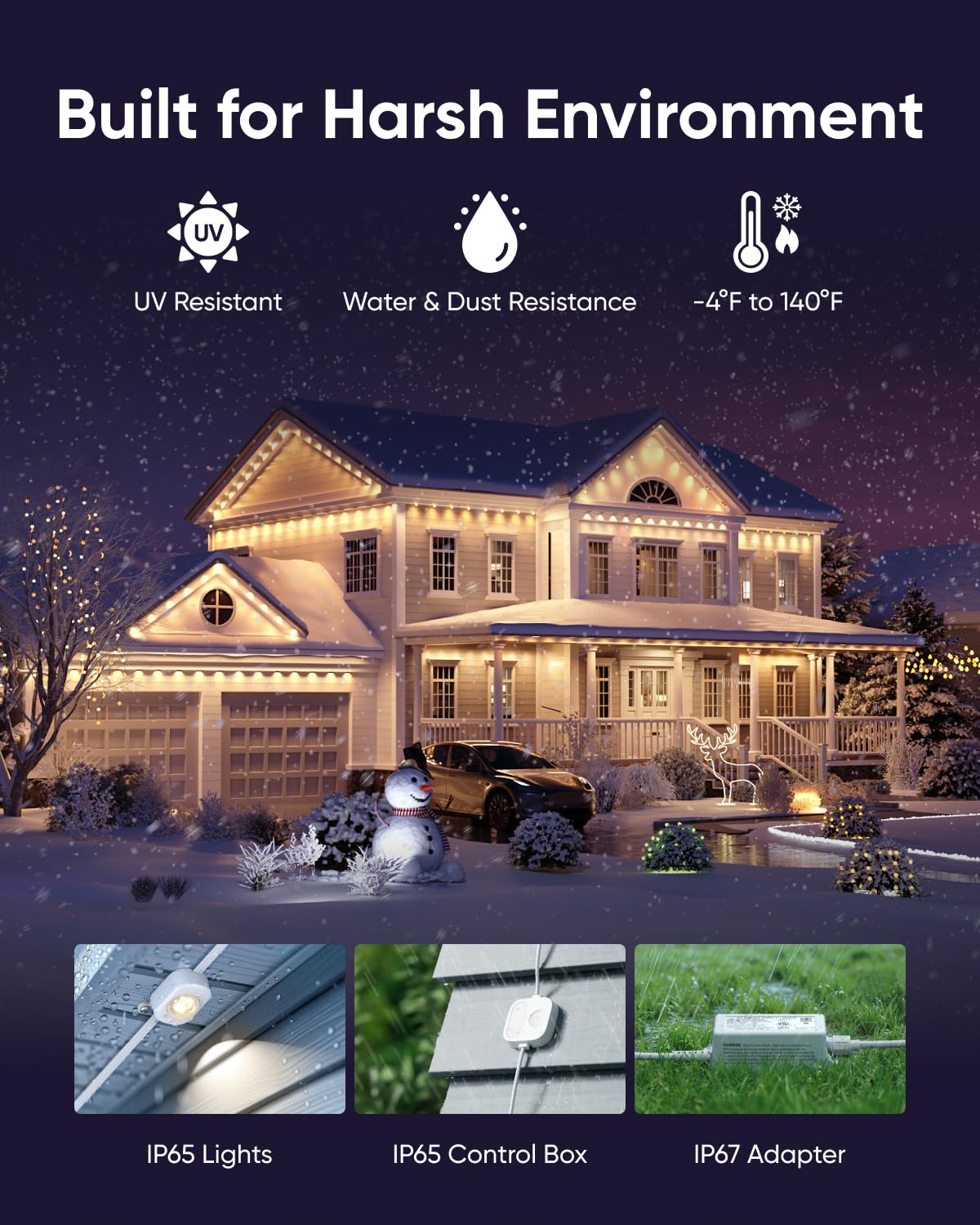 eufy Permanent Outdoor Lights E22, 100ft with 60 Triple-LED Lights, Smart RGBWW for Christmas, Daily and Holiday, Up to IP67 Waterproof, AI Light Themes for Christmas Decorations, Works with eufy Cams