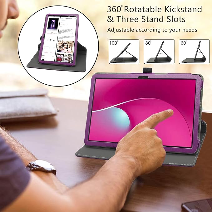 LiuShan Compatible with T-Mobile REVVL Tab 2 Case360 Degree Rotation Stand PU Cover for T-Mobile REVVL Tab 2 5G Tablet 2025 Released 10.1 Tablet（Not Fit Revvl Tab 5G 10.36Black
