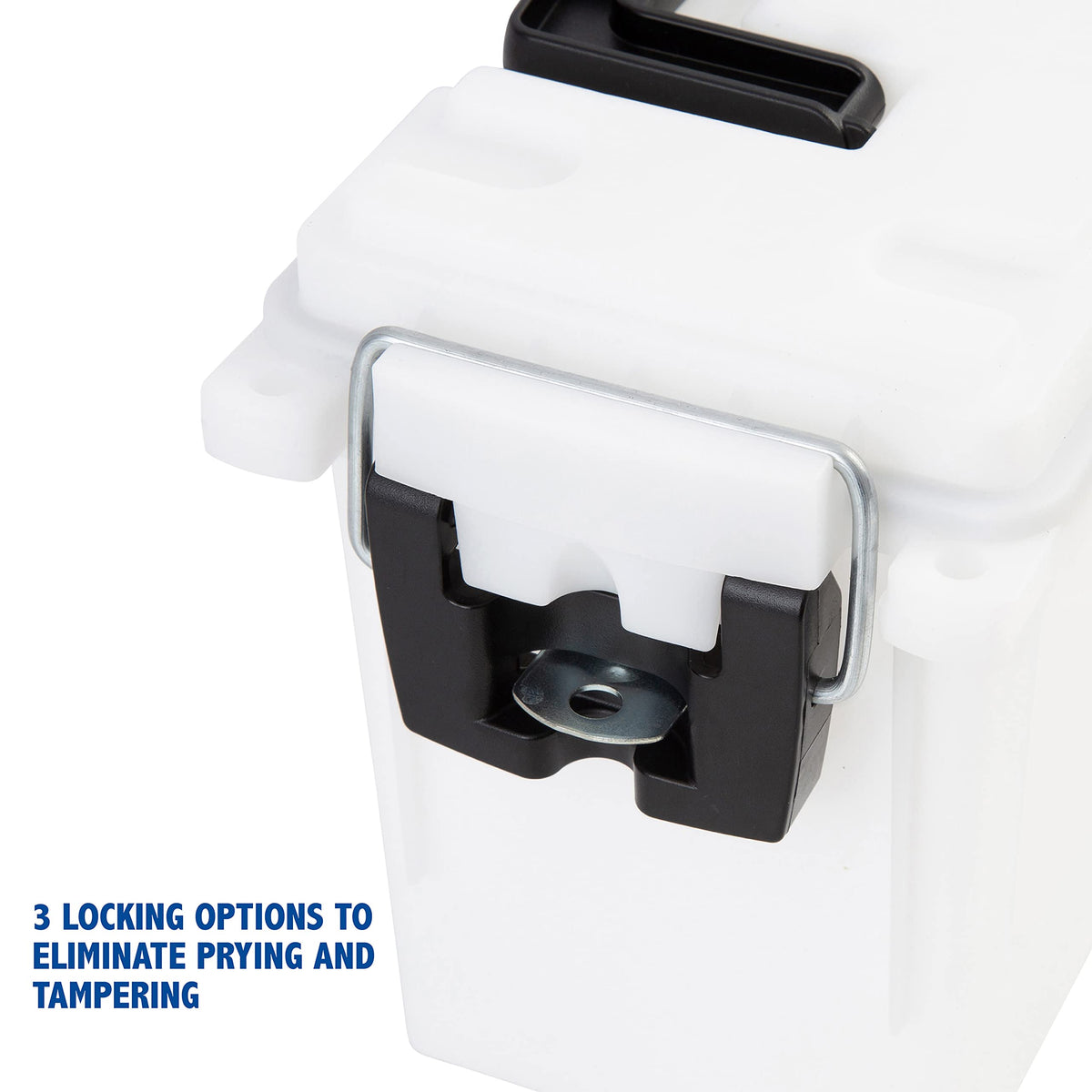 Sheffield 12634 Field Box, Pistol, Rifle, or Shotgun Ammo Storage Box, Tamper-Proof Locking Ammo Can, Water Resistant, Made in The U.S.A, Stackable, White