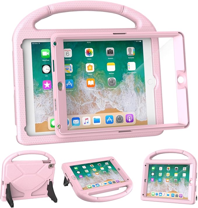 YIHE Shockproof Kids Case for iPad 6th/5th Gen Air 2/1 Pro 9.7 LightBlue | Full-Body Protection Durable Tablet Cover Built-in Screen Protector Stable Stand Lightweight Vibrant Colors