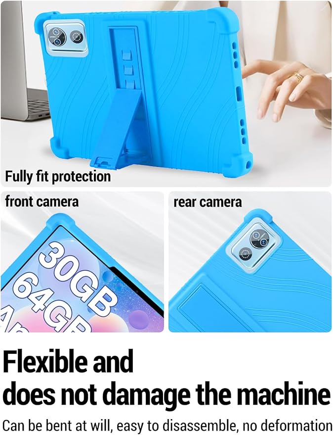 for DEERTiME E15 10 inch Android 15 Tablets Protective caseShockproof Lightweight Silicone Protective Cover with StandChild-Friendly ProtectionEasy to Clean DesignBlack
