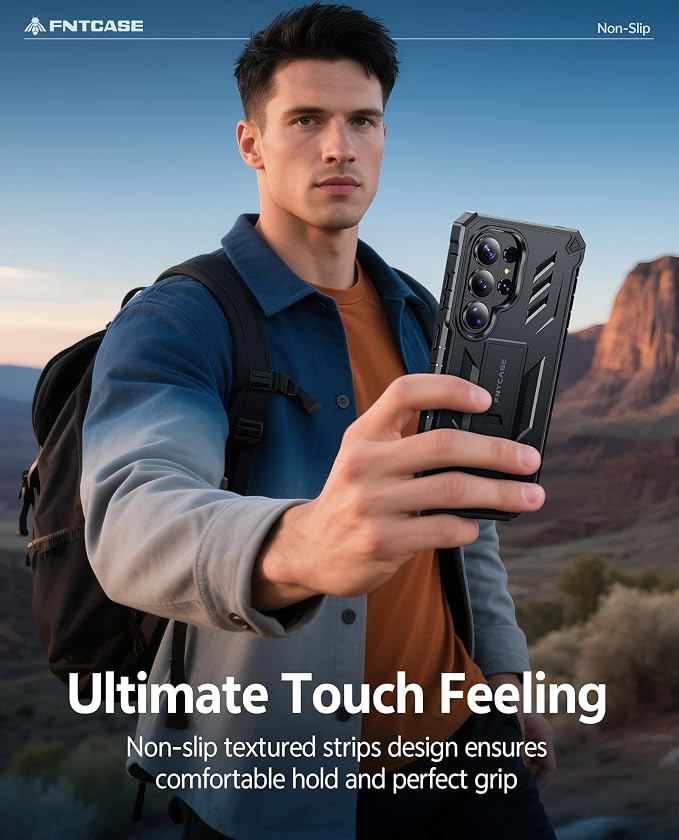FNTCASE for 11 Pro XL Case Rugged Kickstand 2 Front Frames Black | Built-in Screen Protector 20FT Military-Grade Drop Protection Rugged Heavy Duty Shockproof Full Body Protective Cover
