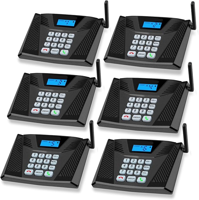 SANZUCO Intercoms Wireless for Home, Upgraded 5300ft Intercom 9 Channel 2 Code, Full Duplex Hands Free Talk Wireless Intercom System for Home Elderly Office with Auto Answer(6Packs, Black)