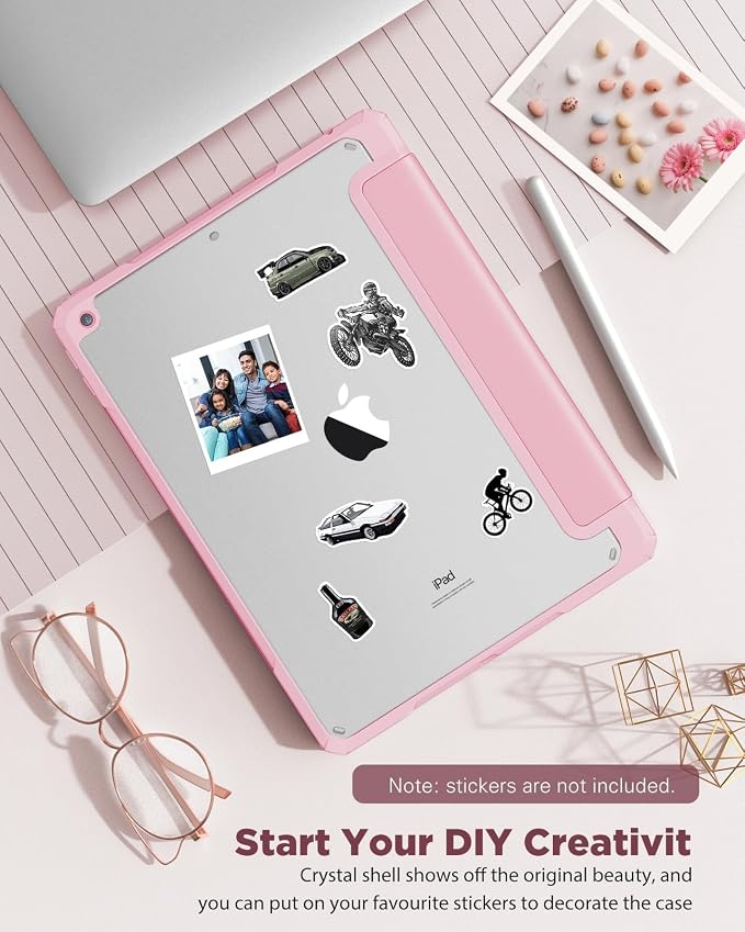 TiMOVO Case for iPad 9th/8th/7th Generation 10.2 inch Black | Pencil Holder Slim Trifold Stand Protective Cover Clear Transparent Back Shell Auto Wake/Sleep