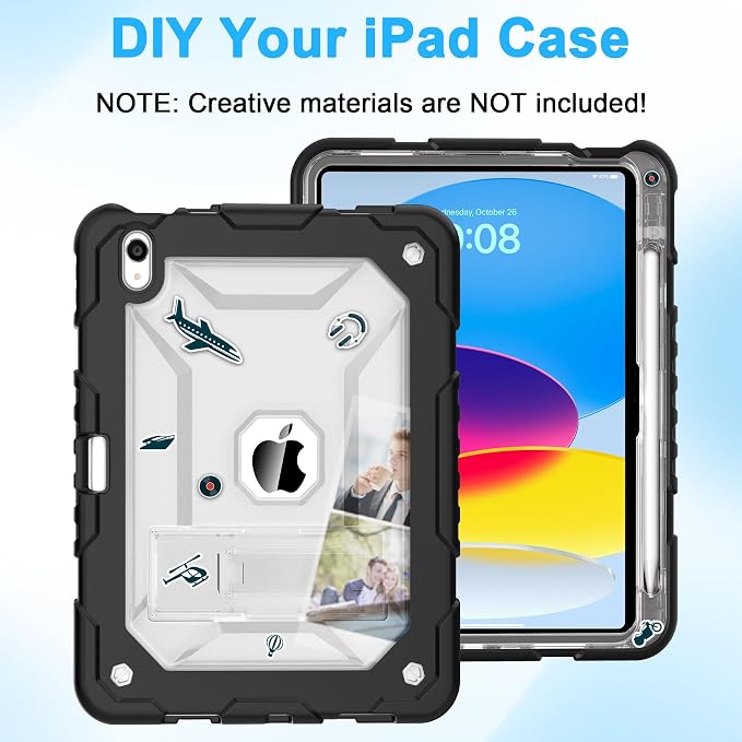 TIMISM Case for iPad 10th Generation 2022 iPad (A16) 11 Inch 2025 with Pencil Holder &amp Kickstand Translucent Hard PC Back Cover Heavy Duty Shockproof Protective Case for iPad 11/10 Clear Blue
