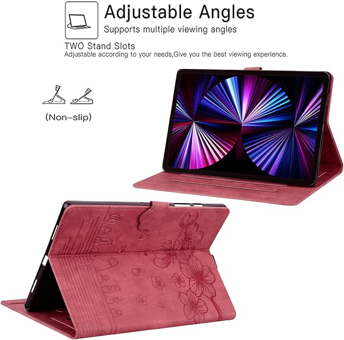 Case for Honor MagicPad 3 Pro 12.3 12.3 2026Multi-Angle Viewing PU Leather Folio Stand Cover with Pencil HolderShockproof Protective Case for Honor MagicPad 3 Pro 12.3 2026Rose Red