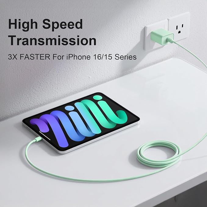 iPhone 17 16 Charger Fast Charging Extra Long 10FT USB C Charger(Black) | for iPhonesiPadsTabletsAndroid devices[ETL SAFETY CERTIFIED] 20W Type C Charger Block with Fast Charging USB C Cables