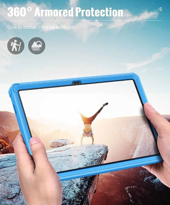 MoKo Shockproof Case Fit Samsung Galaxy Tab A11+ Plus/ A9+ 11 Inch | Full Body Rugged Stand Back Cover with Built-in Screen Protector for Galaxy Tab A11+/ A9+ Tablet Light Gray