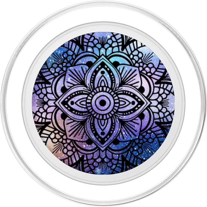 Trendy Purple Teal Flower Mandala Design Background PopSockets PopGrip: Swappable Grip for Phones &amp Tablets