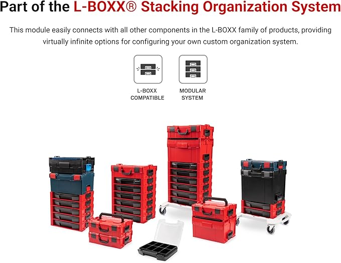 TEKTON 3-Drawer Stack with Tool Box (L-BOXX 2) and Parts Trays | OLB99200