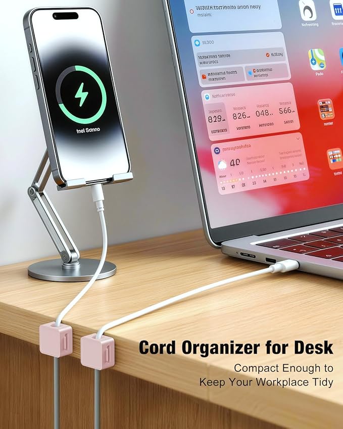 Magnetic Cable Clips 12-Pack Wire Tidy, Magnetic Cable Holder Office Desk Tidy Organizers and Accessories, Wire Management for Home, Wall, Car, Bedside, Pink