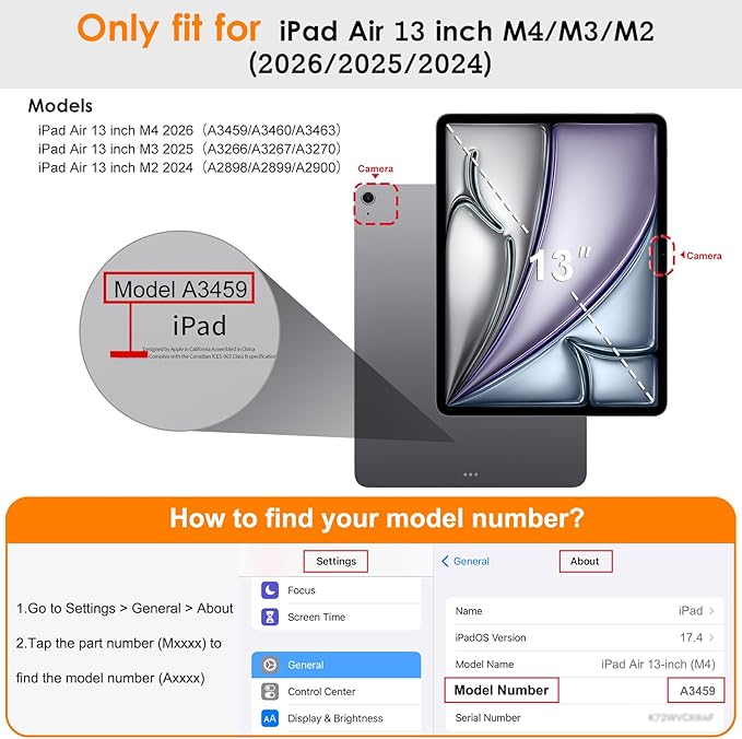 DTTO for iPad Air 13 Inch Case M4 / M3 / M2 (2026/2025/2024) 360 Degree Rotating Premium Leather Folio Stand Cover with Pencil Holder Brown