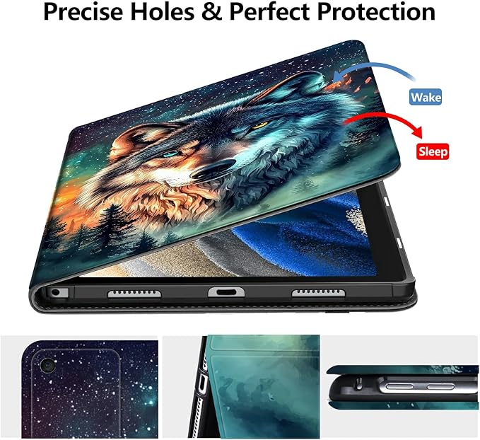 Case for Fire 7 2019/2017/2015Black Cat Purple Roses | DIGTIALL Slim Cover for Fire 7 Tablet 9th/7th/5th Gen 7.0 Folding Stand Protective Case Auto Sleep/Wake Smart Shell