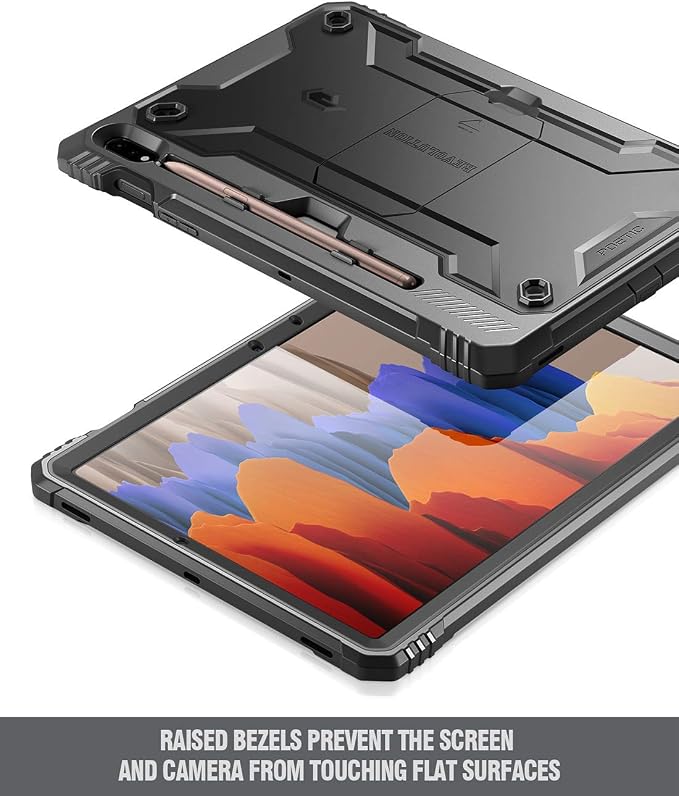 Poetic Revolution Series for Samsung Galaxy Tab S7 Tablet Case 11 Inch Model SM-T870/ SM-T875 (2020 Release) Full-Body Heavy Duty Case Built-in-Screen Protector Black