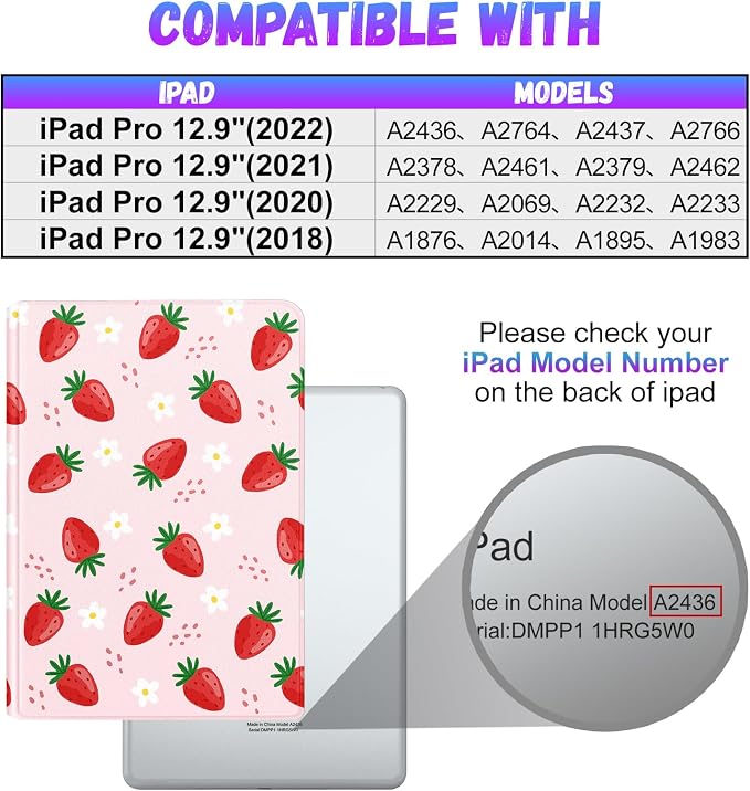 Uppuppy for iPad Pro 12.9 Case Kids Folio PU Leather Cover with Apple Pencil Holder Auto Sleep/Wake Adjustable Angles for iPad Pro 12.9 6th/5th/4th/3rd Gen Sun Moon Black