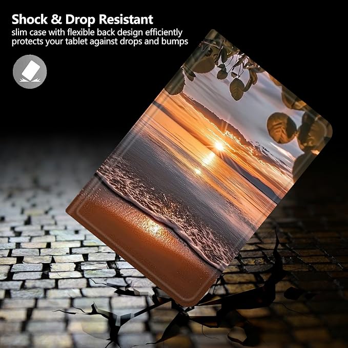 Case for Amazon Fire 7 Tablet 2019/2017 Release 9th/7th Generation PU Leather Smart Protective Cover with Auto Sleep/Wake for Fire 7 2019Beautiful Sunset
