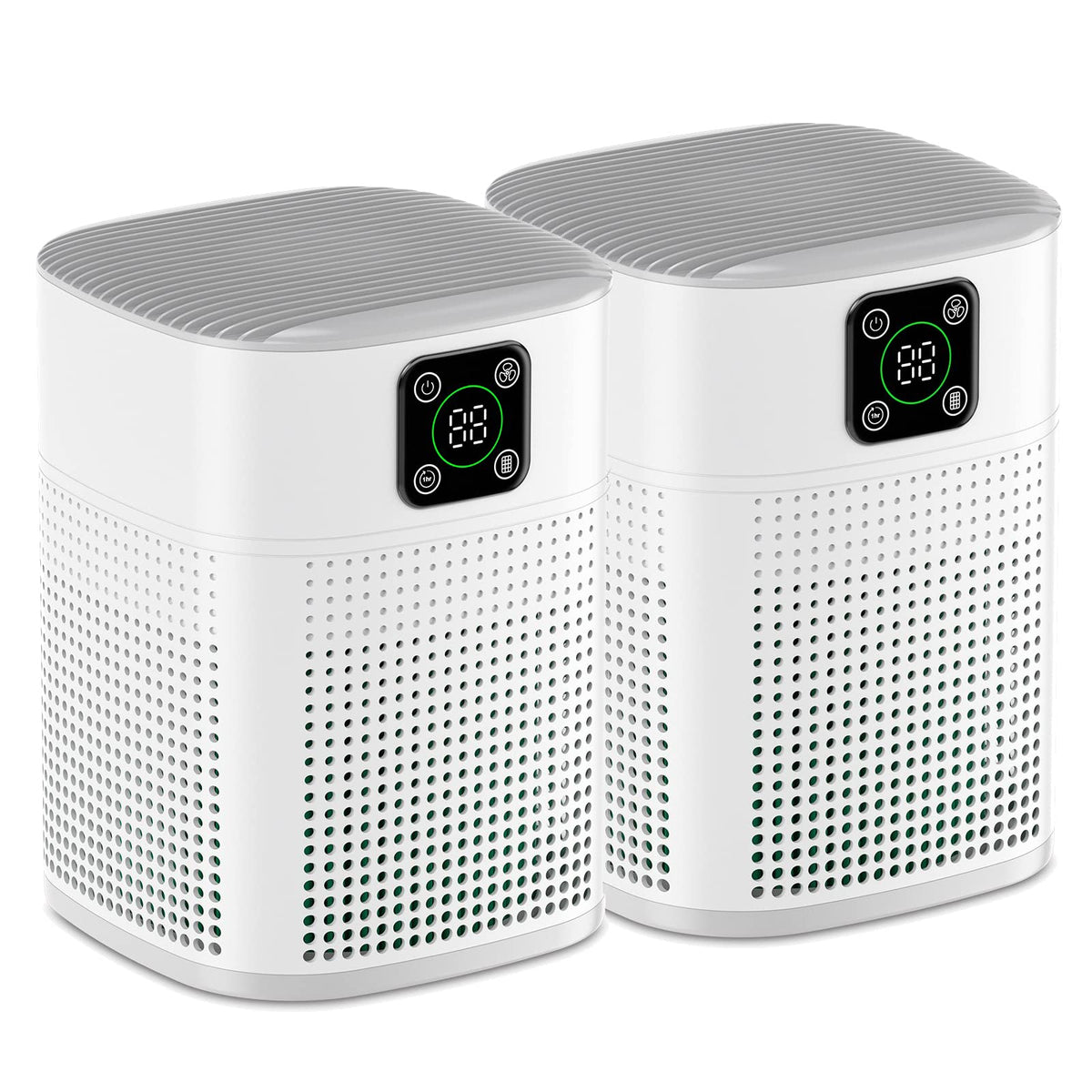 2 Pack Air Purifiers For Home Bedroom, Honeyuan H13 HEPA Air purifier with 360°Air Intake, Coverage up to 2190ft², 3 Fan Speeds, Low to 24dB