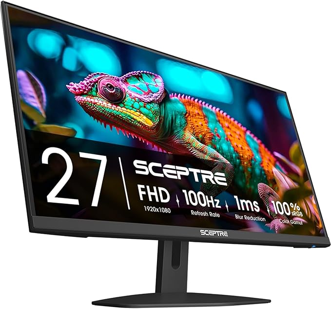 New! Sceptre 27-inch Gaming Monitor 100Hz 1ms DisplayPort HDMI x2 100% sRGB AMD FreeSync Build-in Speakers, Eye Care Frameless Machine Black 2026 (E275W-FW100T Series)