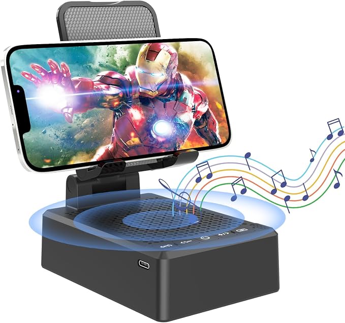 Birthday Gifts for Mother Father Cell Phone Stand with Wireless Bluetooth Speaker and Antislip Base HD Surround Sound for Home and Outdoors with Bluetooth Speaker for Desk Compatible with iPhone